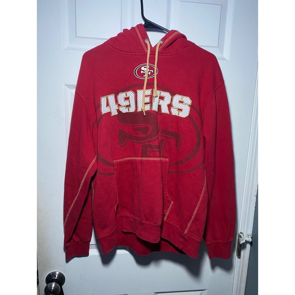 Majestic San Francisco 49ers NFL Hoodie Mens Medium Red Gold Contrast Stitch SF